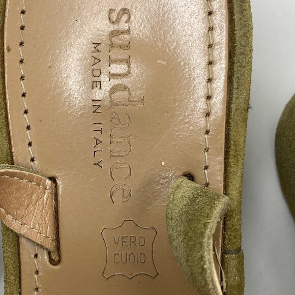 Sundance green suede wedge heel platform sandals size 7.5 Made in Italy - Picture 8 of 9